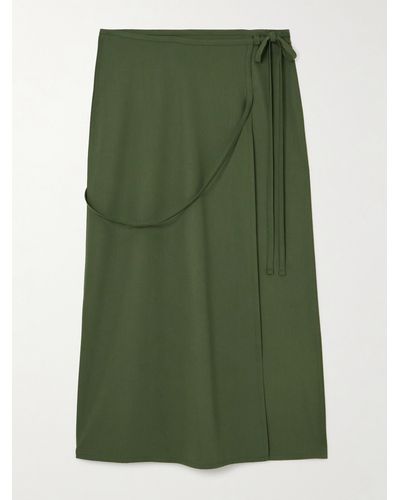 Lemaire Wool Midi Wrap Skirt - Green