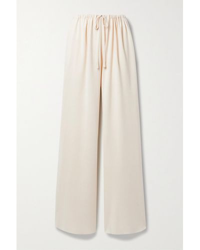 The Row Delphine Silk And Cotton-blend Jersey Wide-leg Pants - Natural