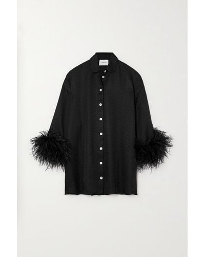 Sleeper Robe-chemise En Jacquard À Plumes Pastelle - Noir