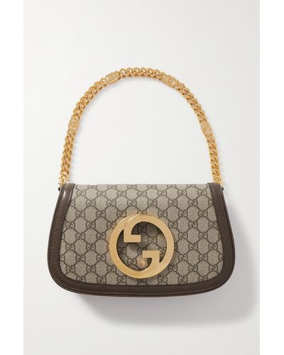 Gucci New Blondie Schultertasche Aus Beschichtetem Canvas Mit Print Und Besätzen Aus Strukturiertem Leder - Grau