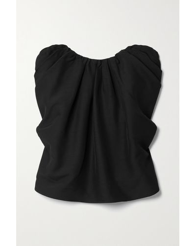 Co. Strapless Gathered Crepe Top - Black