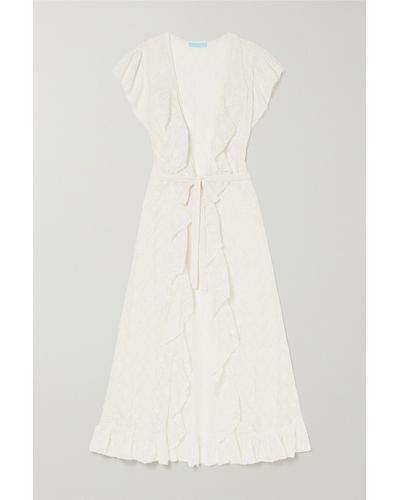 Melissa Odabash Brianna Ruffled Tie-detailed Embroidered Voile Coverup - White