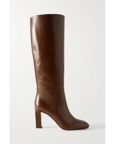Aquazzura Sellier 85 Leather Knee Boots - Brown