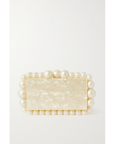 Cult Gaia Eos Beaded Marbled Acrylic Clutch - Natural