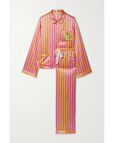 Morgan Lane Ruthie Chantal Embroidered Satin Pyjama Set