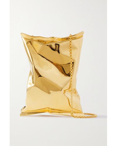 Anya Hindmarch Crisp Packet Goldfarbene Clutch - Gelb