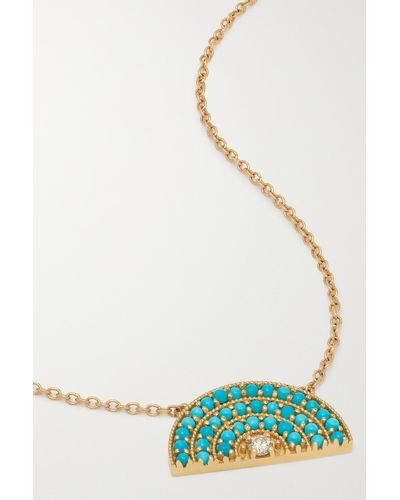Andrea Fohrman 14-karat Gold, Turquoise And Diamond Necklace - Green