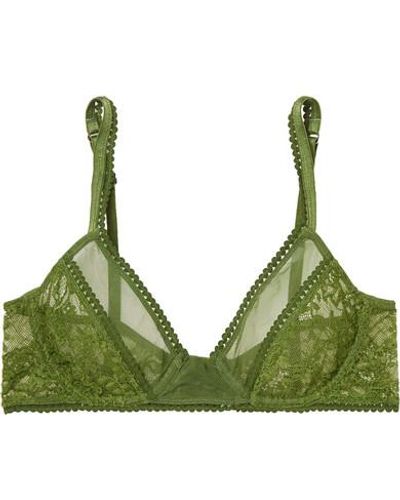 Lonely Kiki Lace And Tulle Underwired Soft-cup Bra - Green