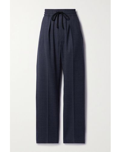 MARANT ETOILE Priska Pleated Prince Of Wales Checked Wool-blend Trousers - Blue