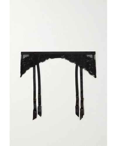 Coco De Mer Seraphine Silk-blend Satin-trimmed Lace Suspender Belt - Black