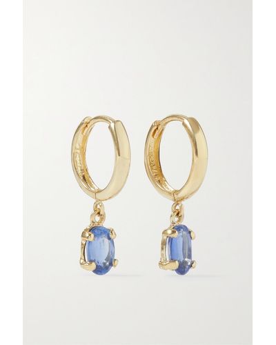 Loren Stewart + Net Sustain Cielo Mini 14-karat Recycled Gold Kyanite Hoop Earrings - Blue