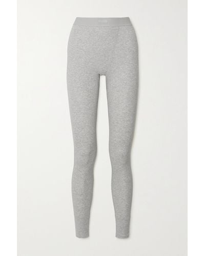 Skims Cotton Collection Ribbed Cotton-blend Jersey Leggings - Grey