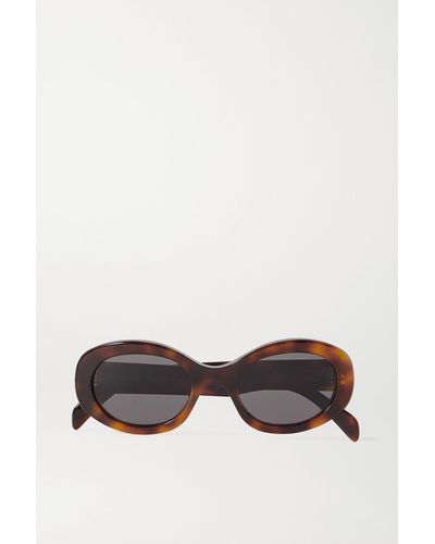 Celine Oval-frame Tortoiseshell Acetate Sunglasses - Brown