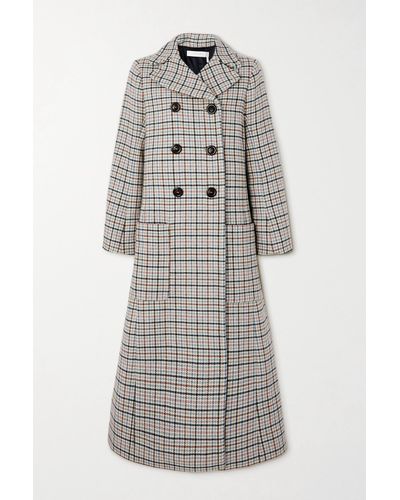 See By Chloé Double-breasted Checked Wool-blend Coat - Grey