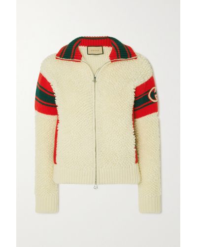 Gucci Knit Long-sleeved Zip-up Jacket For Men Lyst