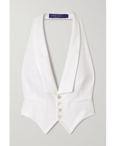 Ralph Lauren Collection Cadie Halterneck Textured-cotton Vest - White