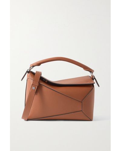 Loewe Puzzle Edge Small Textured-leather Shoulder Bag - Brown