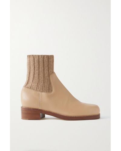 Gabriela Hearst Hobbes Chelsea Boots Aus Leder Mit Gerippten Einsätzen Aus Kaschmir - Natur