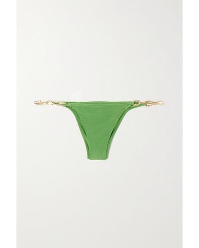 Cult Gaia Sanam Chain-embellished Recycled Bikini Briefs - Green