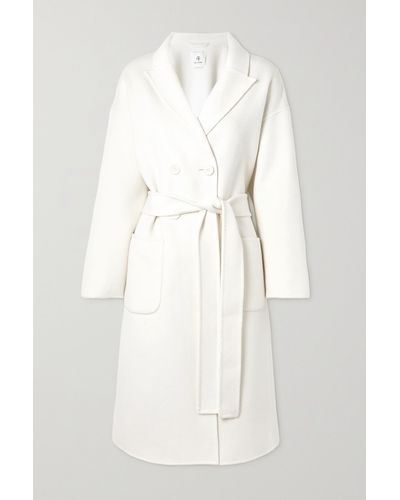 Anine Bing Dylan Belted Wool And Cashmere-blend Coat - White