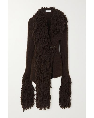 The Attico Rhona Fringed Wool-blend Cardigan - Black