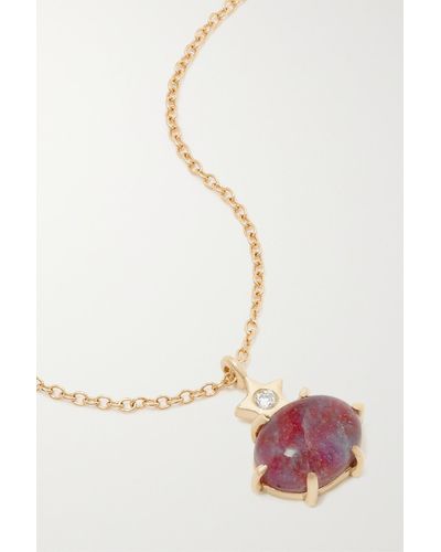 Andrea Fohrman Mini Cosmo 14-karat Gold, Kyanite And Diamond Necklace - Red