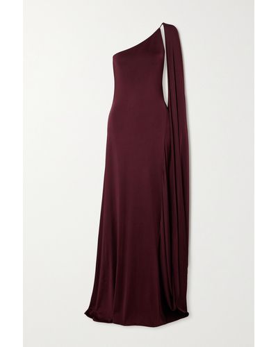 Stella McCartney + Net Sustain Cape-effect One-shoulder Satin Gown - Purple