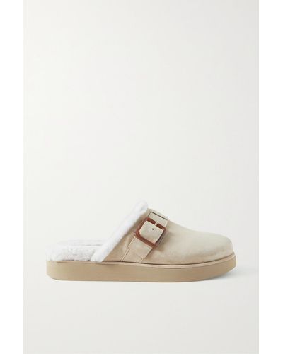 Vince Griff Shearling-lined Suede Mules - Multicolour