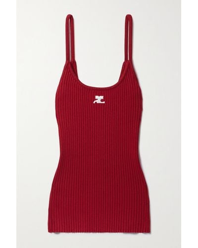 Courreges Reedition Appliquéd Ribbed-knit Tank - Red