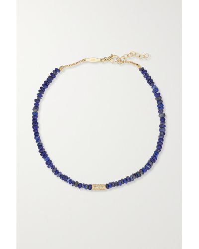 Jacquie Aiche 14-karat Gold, Lapis Lazuli And Diamond Anklet - White
