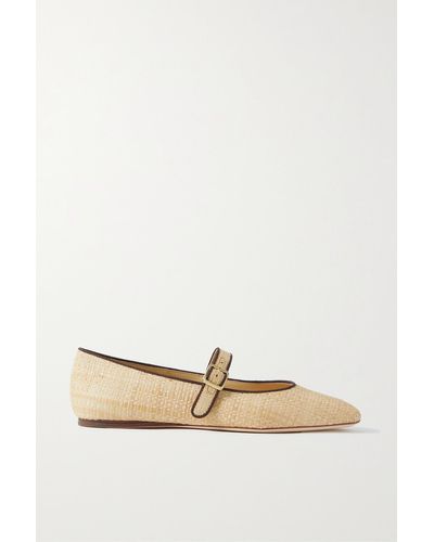 Loeffler Randall Ginger Grosgrain-trimmed Raffia Mary Jane Ballet Flats - Natural