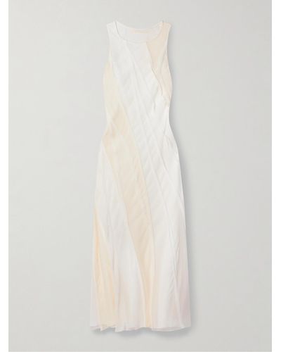 Jason Wu Panelled Silk-crepe And Chiffon Midi Dress - White