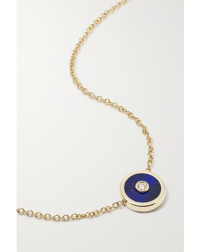 Retrouvai Compass Mini 14-karat Gold, Lapis Lazuli And Diamond Necklace - Metallic