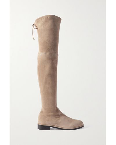 Stuart Weitzman Lowland Bold Suede Over-the-knee Boots - White