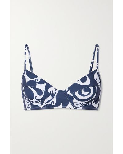 Mara Hoffman + Net Sustain Lua Bikini-oberteil Aus Bedrucktem Material Mit Recycelten Fasern Und Bügeln - Blau