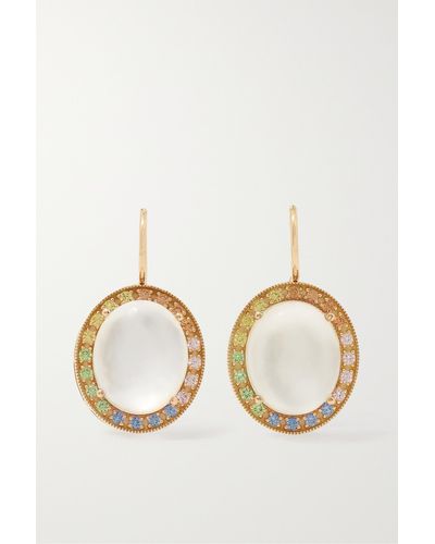 Andrea Fohrman 18-karat Gold, Moonstone And Sapphire Earrings - Brown