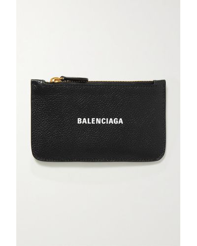 Balenciaga Cash Kartenetui Aus Strukturiertem Leder Mit Print - Schwarz