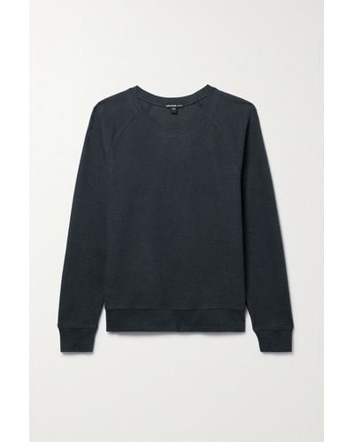 James Perse Waffle-knit Cotton And Cashmere-blend Sweatshirt - Blue