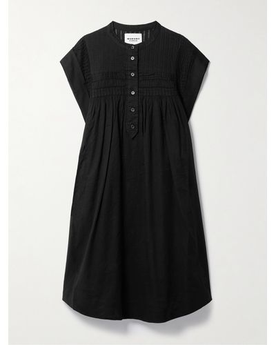 Isabel Marant Leazali Pintucked Cotton-voile Mini Dress - Black