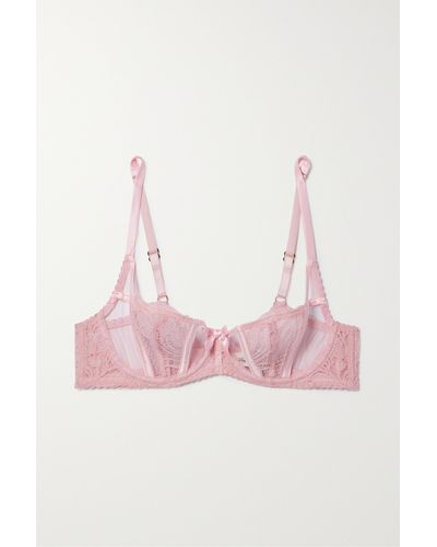 Agent Provocateur Rozlyn Satin-trimmed Tulle And Leavers Lace Underwired Balconette Bra - Pink