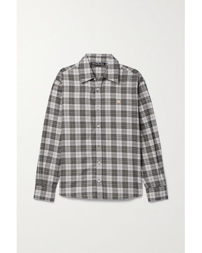 Acne Studios Appliquéd Checked Cotton-flannel Shirt - Gray