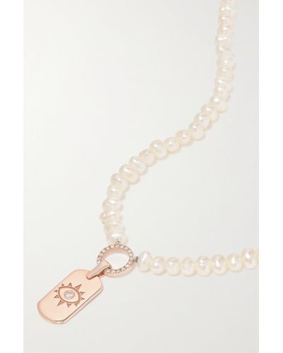 Diane Kordas Evil Eye 14-karat Rose Gold, Pearl And Diamond Necklace - Natural