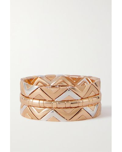 Roxanne Assoulin Puzzled Set Of Three Gold- And Silver-tone Bracelets - Multicolour