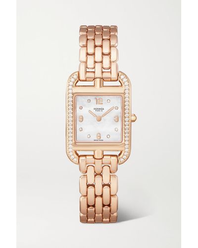 Hermès Montre Cape Cod 31mm 18-karat Rose Gold Diamond Watch - White