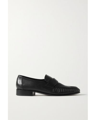 The Row Soft Eel Skin Loafers - Black
