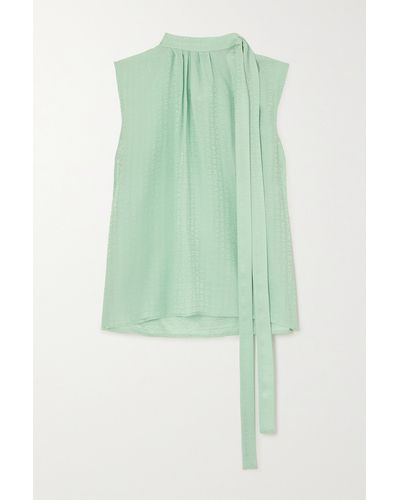 Givenchy Tie-detailed Silk-jacquard Blouse - Green