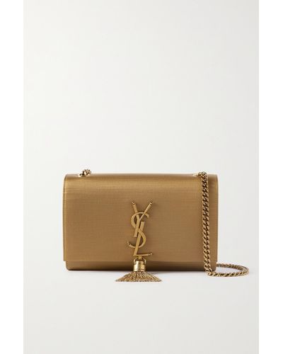 Saint Laurent Kate Schultertasche Aus Satin - Natur