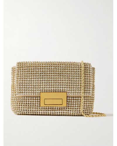 Loeffler Randall June Crystal-embellished Faille Clutch - Natural