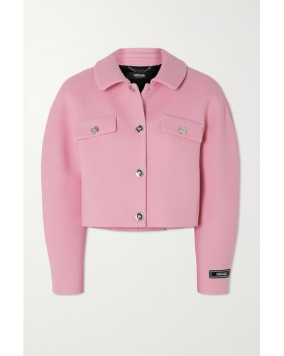 Versace Cropped Button-embellished Twill Jacket - Pink