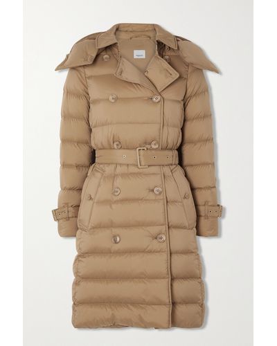 Burberry Hooded Quilted Shell Down Coat - Natural